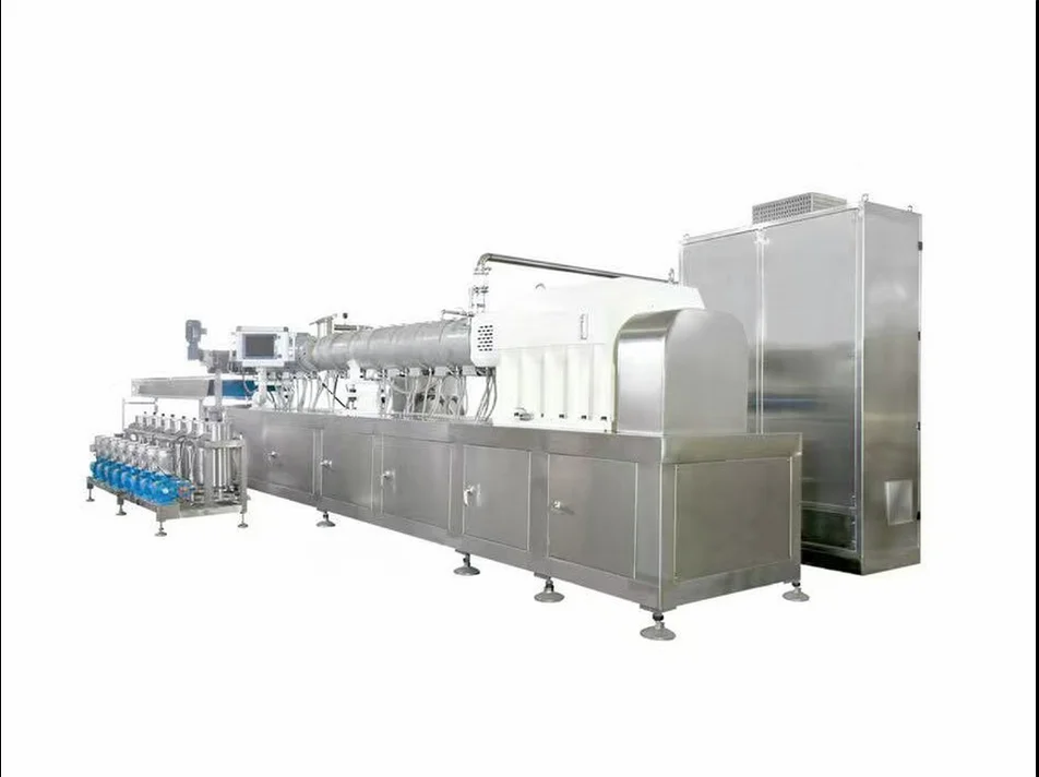 Complete stainless steel starch candy production line with cooking section, forming section, drying cabinets and packaging machine